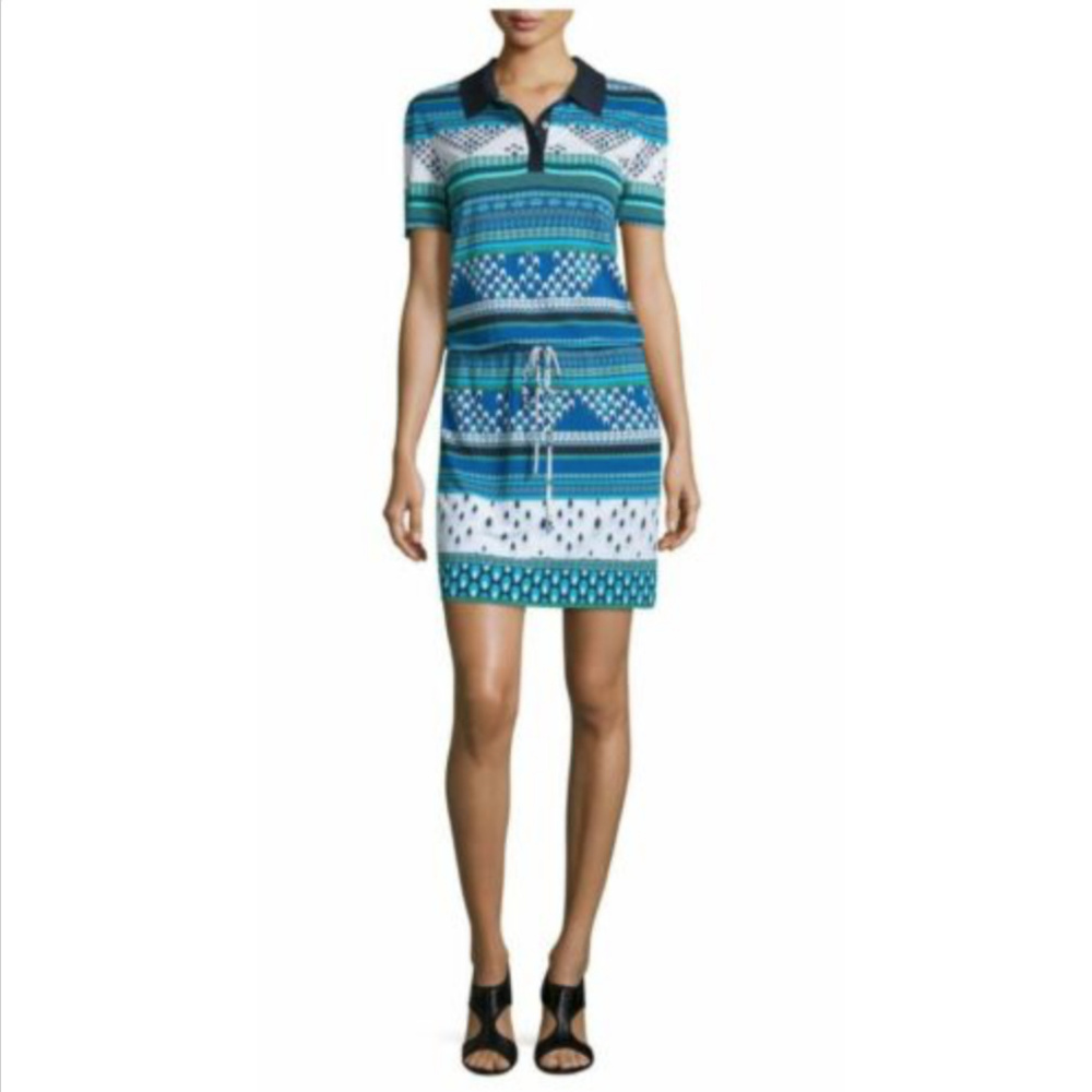 Diane Von Furstenberg Kassie Polo Dress Blues NWT